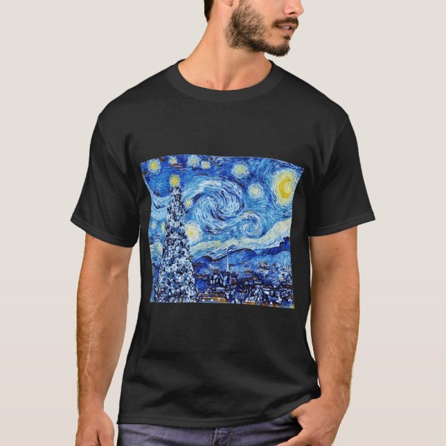Camiseta Van Gogh - La noche estrellada - Navidades blancos (Anverso)