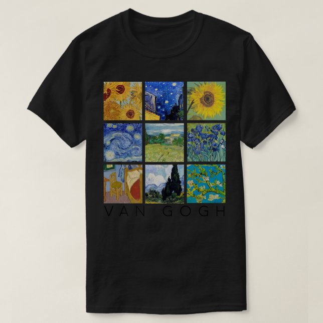 Camiseta Van Gogh Painting Collage with Starry Night and Su (Diseño del anverso)