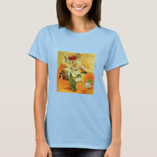 Camiseta Van Gogh pintando caprichosas flores vides
