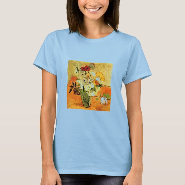 Camiseta Van Gogh pintando caprichosas flores vides (Anverso)