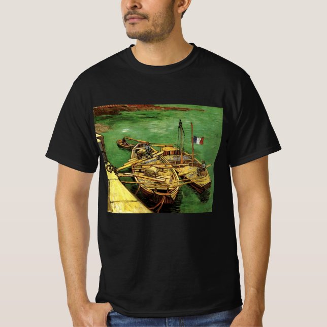 Camiseta Van Gogh Quay con hombres descargando barcazas de  (Anverso)