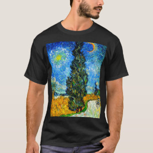 Camiseta Van Gogh Road con Cypress y Star