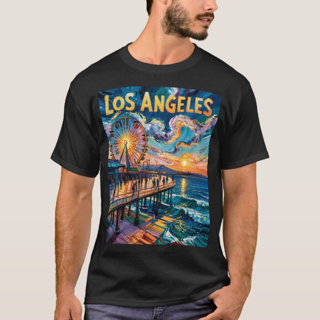 Camiseta Van Gogh Santa Monica Pier Los Angeles Colorful (Anverso)