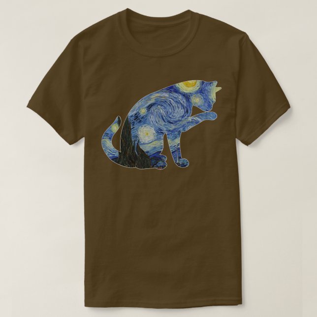 Camiseta Van Gogh Starry Night Cat Art Van Gogh Pintura Ae (Diseño del anverso)