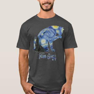Camiseta Van Gogh Starry Night Cat Art Van Gogh Pintura Ae