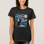 Camiseta Van Gogh Starry Night Cat Gracioso Gato Negro Chri<br><div class="desc">Van Gogh Starry Night Cat Funny Navidades de gato negro</div>