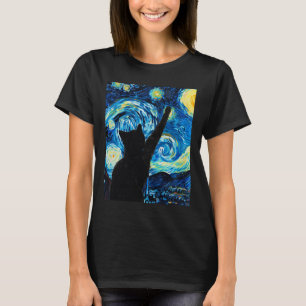 Camiseta Van Gogh Starry Night Cat Lover Kitten
