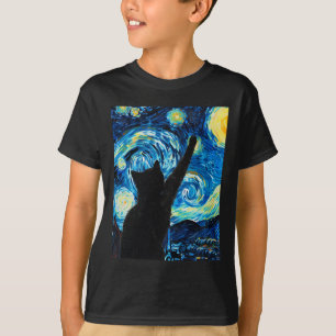 Camiseta Van Gogh Starry Night Cat Lover Kitten