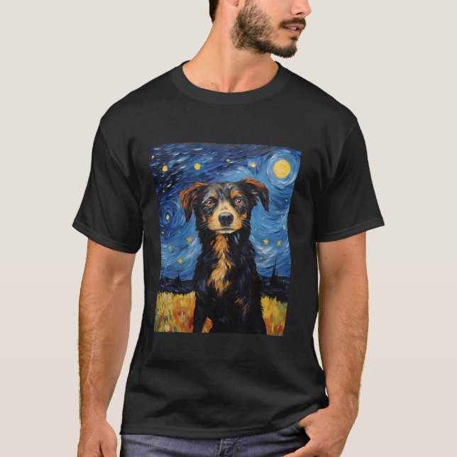 Camiseta Van Gogh Starry Night Funny Art Dog Lover Niños Bo (Anverso)