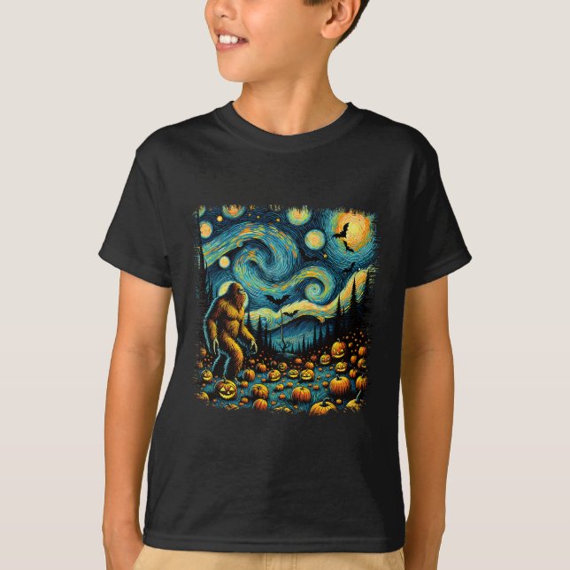Camiseta Van Gogh Starry Night Halloween Big Fompkin (Anverso)