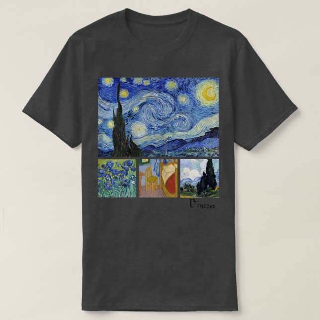 Camiseta Van Gogh Starry Night, Irises, Room with Chair, an (Diseño del anverso)