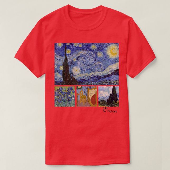 Camiseta Van Gogh Starry Night, Irises, Room with Chair, an (Diseño del anverso)