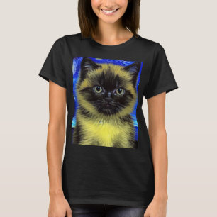 Camiseta Van Gogh Starry Night Siamese Cat