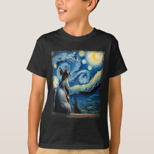 Camiseta Van Gogh Starry Night Style Artistic Sfinx Cat
