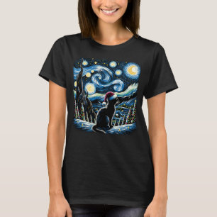 Camiseta Van Gogh Starry Noche Festividades Navidades Gato