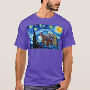 Camiseta Van Gogh Starry Nocturno Turtle Art Pintura T-Sh