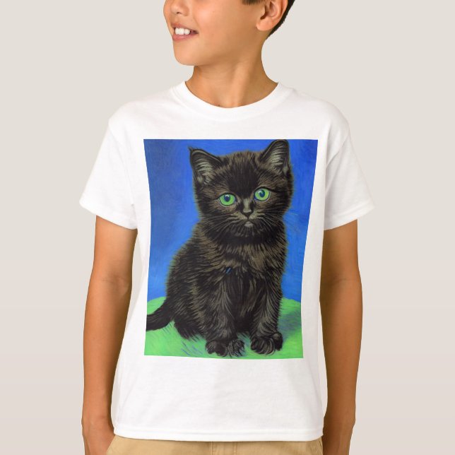Camiseta Van Gogh Style Black Kitten (Anverso)