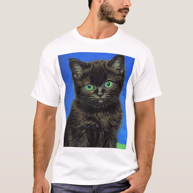 Camiseta Van Gogh Style Black Kitten (Anverso)