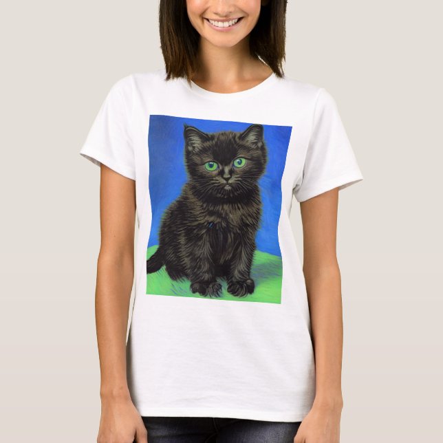 Camiseta Van Gogh Style Black Kitten (Anverso)