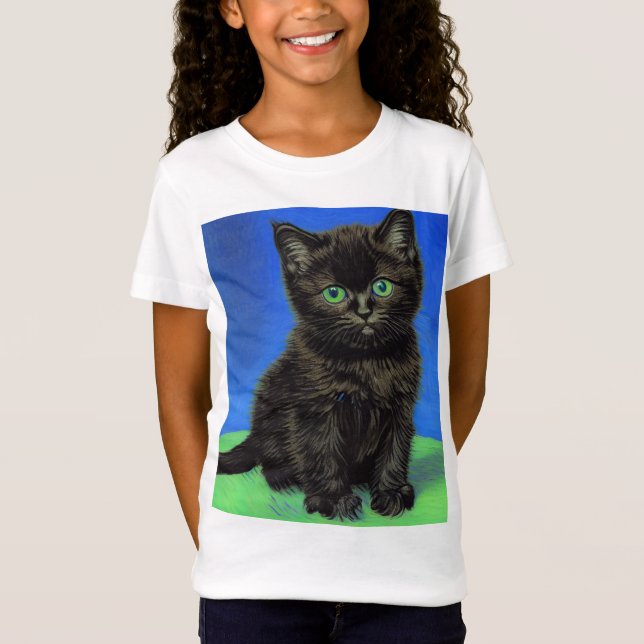 Camiseta Van Gogh Style Black Kitten (Anverso)
