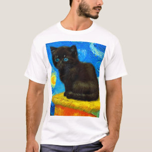 Camiseta Van Gogh Style Starry Night Cat
