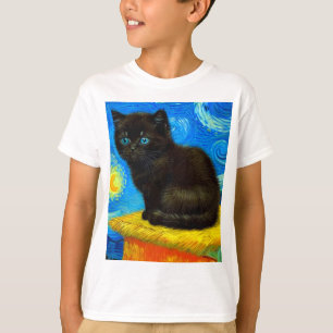 Camiseta Van Gogh Style Starry Night Cat