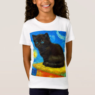 Camiseta Van Gogh Style Starry Night Cat