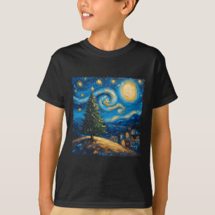 Camiseta Van Gogh Style The Starry Night Christmas Tree Vil