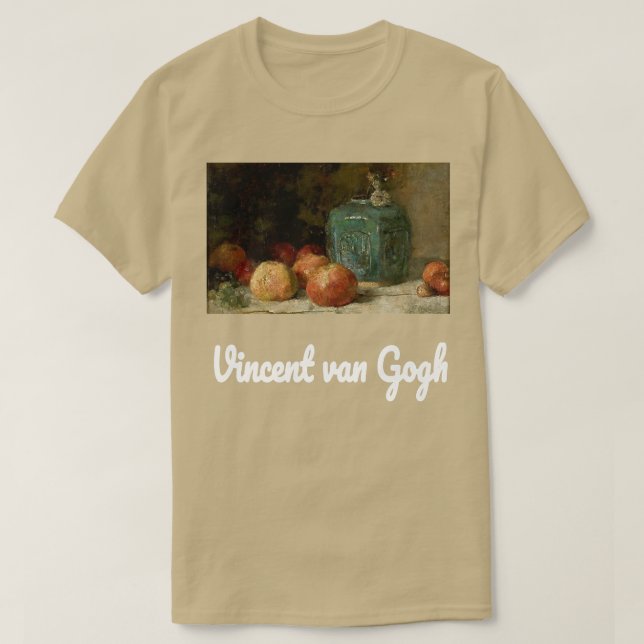Camiseta Van Gogh todavía vive con Ginger Jar y manzanas Vi (Diseño del anverso)