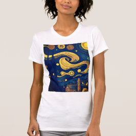 Camiseta Van Gogh Tshirt, Noche estrellada generada por IA