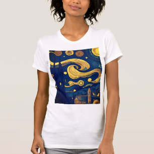 Camiseta Van Gogh Tshirt, Noche estrellada generada por IA