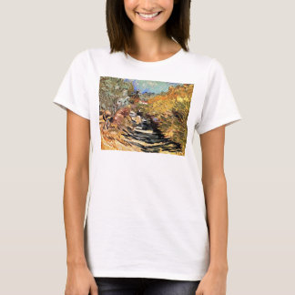Camiseta Van Gogh - Un camino en Saint-Remy con figura feme