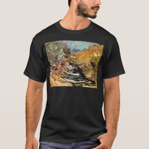 Camiseta Van Gogh - Un camino en Saint-Remy con figura feme