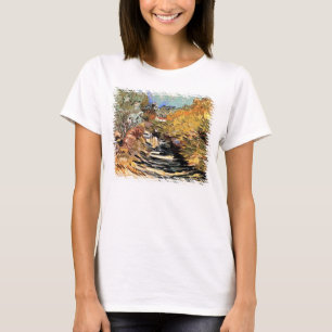 Camiseta Van Gogh - Un camino en Saint-Remy con figura feme