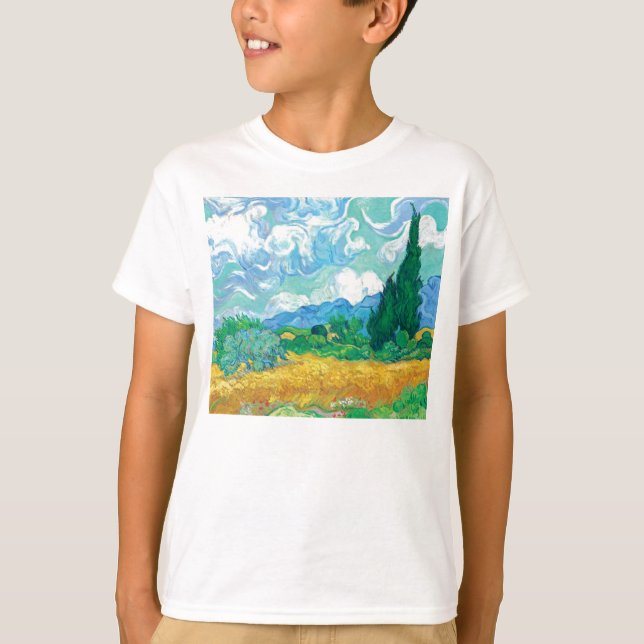 Camiseta Van Gogh Wheatfield con cipreses (Anverso)