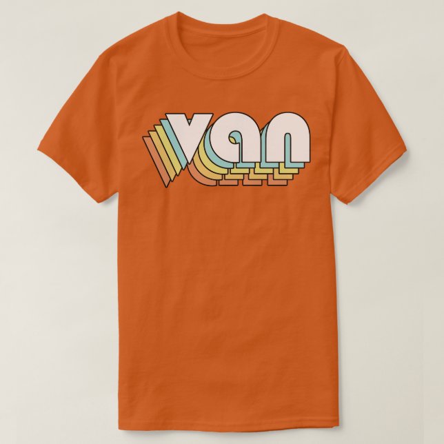 Camiseta Van Retro Estilo de Tipografía Arcoiris Faded (Diseño del anverso)