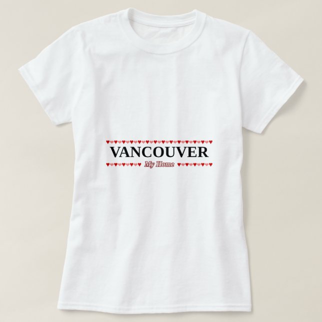Camiseta VANCOUVER - mi casero (corazones rosados y rojos) (Diseño del anverso)