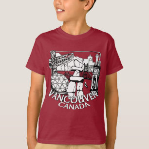 Camiseta Vancouver Souvenir Kid's T shirt Landmark Art Tee