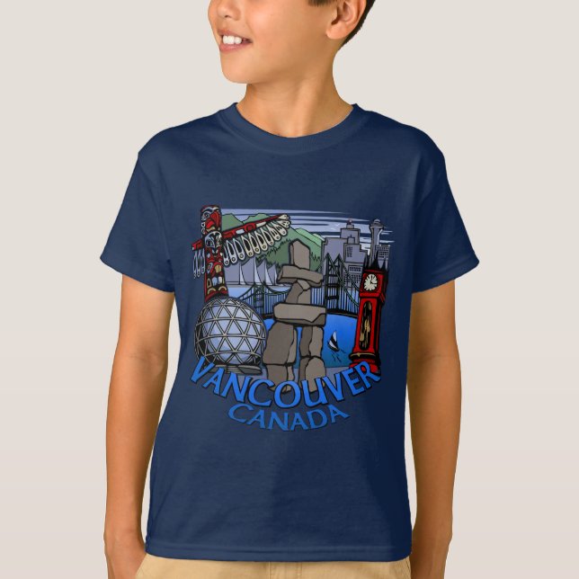 Camiseta Vancouver Souvenir Kid's T-shirts Landmark Art Tee (Anverso)