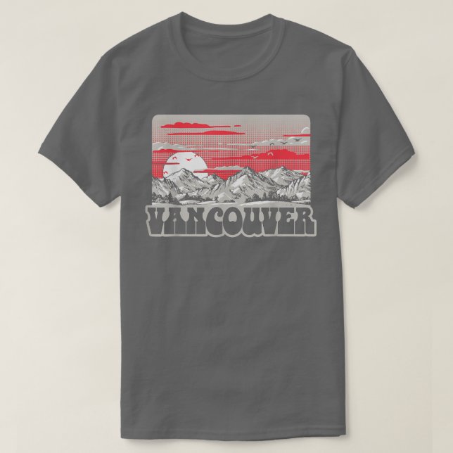 Camiseta Vancouver Vintage Ochties Montañas Retro Gráfico (Diseño del anverso)
