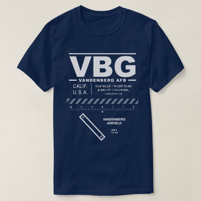 Camiseta Vandenberg Base de la Fuerza Aérea VBG (Diseño del anverso)