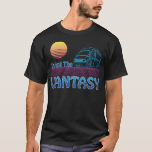 Camiseta Vanlife Retro Viviendo La Vantasy Furgoneta Azul S