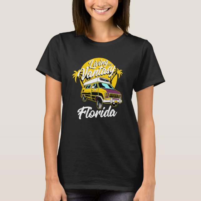Camiseta Vanner Living The Van Life Camping Florida Retro (Anverso)