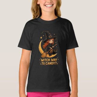 Camiseta VANOSTÈ Bruja Camino a Caramelo Cute Bruja Gráfica