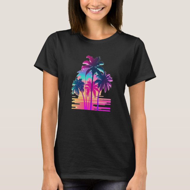 Camiseta Vaperwave Aesthetic Glitch Palm Retrowave Synthwav (Anverso)