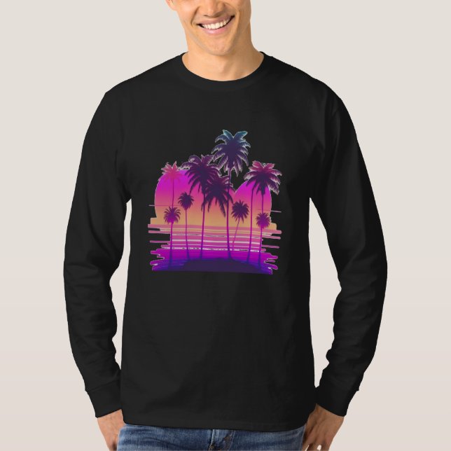 Camiseta Vaperwave Aesthetic Glitch Palm Retrowave Synthwav (Anverso)