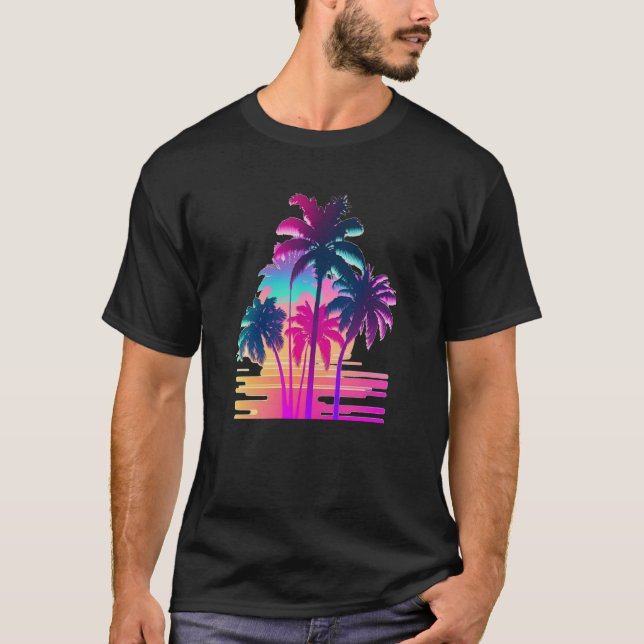 Camiseta Vaperwave Aesthetic Glitch Palm Retrowave Synthwav (Anverso)