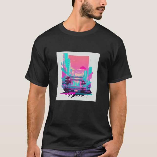 Camiseta Vaperwave Aesthetic Glitch Retrowave Synthwave  11 (Anverso)