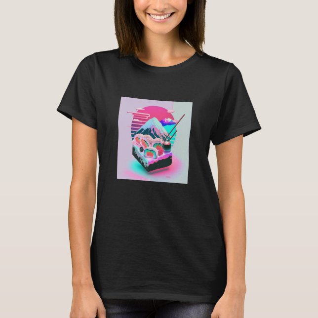 Camiseta Vaperwave Aesthetic Glitch Sushi Retrowave Synthwa (Anverso)