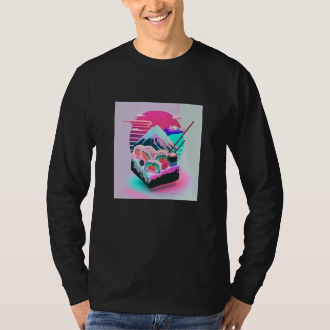Camiseta Vaperwave Aesthetic Glitch Sushi Retrowave Synthwa (Anverso)
